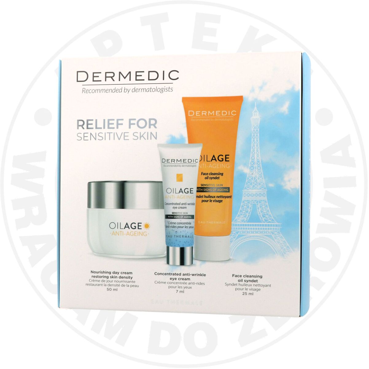 DERMEDIC ZESTAW OILAGE: ODŻYWCZY KREM NA DZIEŃ, OLEJOWY SYNDET DO MYCIA, KREM POD OCZY      DATA