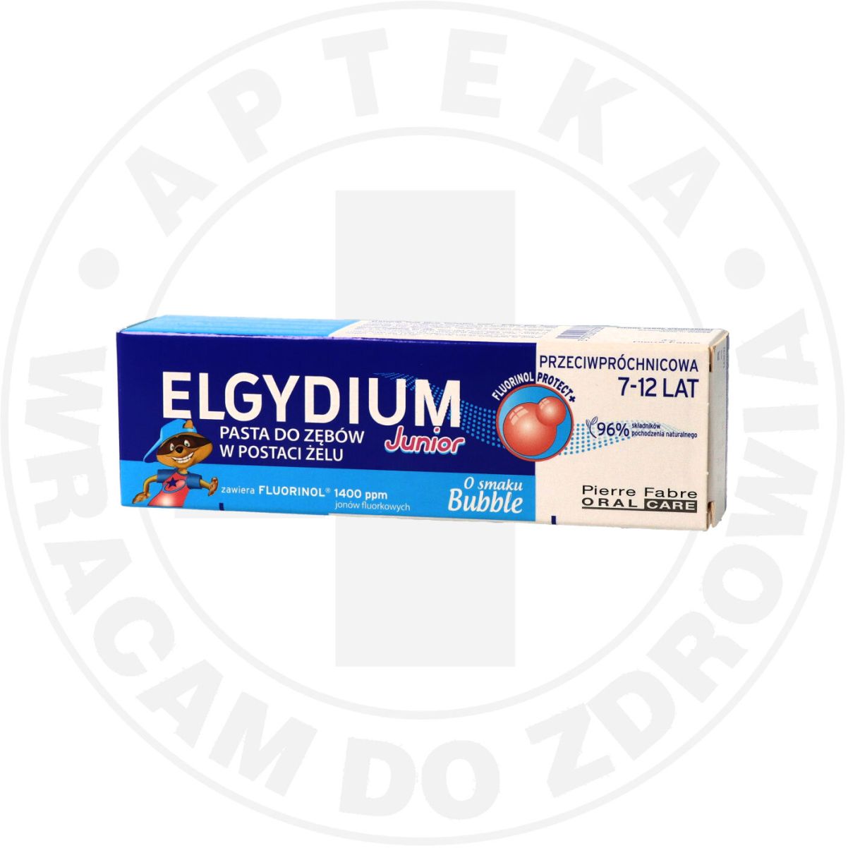 ELGYDIUM Junior Przeciwpróchnicowa pasta do zębów dla dzieci 7-12 lat o smaku Bubble