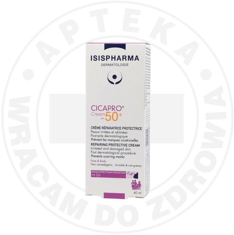 ISISPHARMA CICAPRO CREAM spf 50+ 40 krem regenerujący do skóry podrażnionej z filtrem SPF