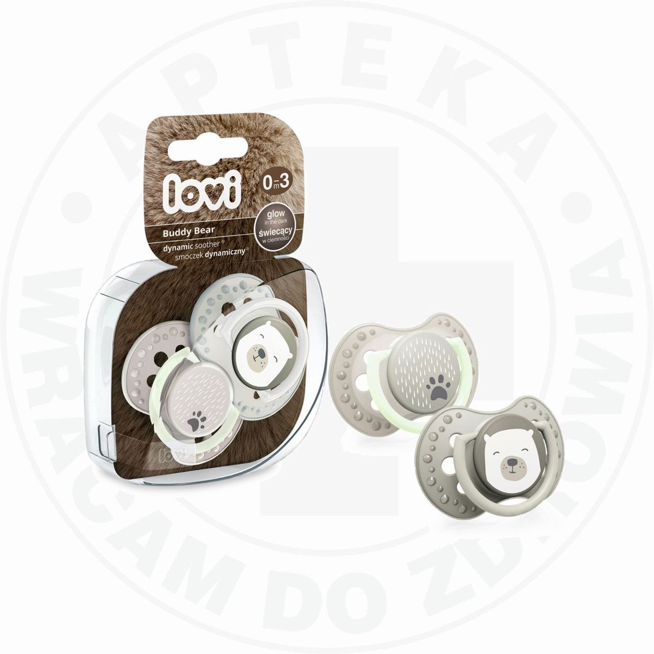 LOVI Smoczek silikonowy dynamiczny 0-3 m Buddy Bear 