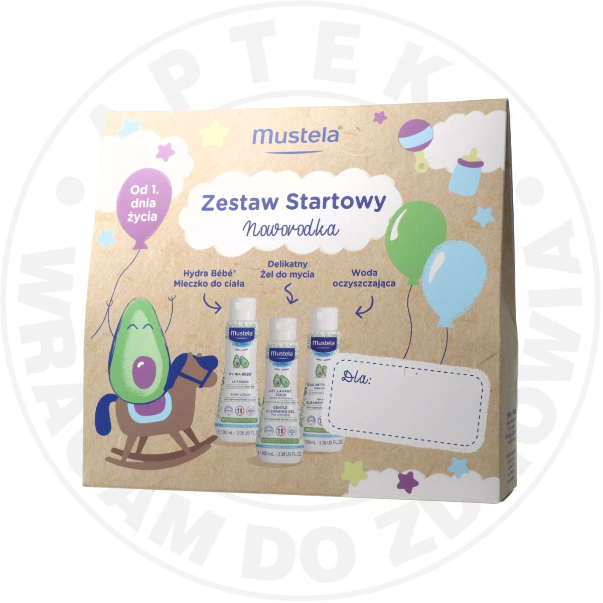MUSTELA ZESTAW STARTOWY NOWORODKA mleczko do ciała+żel myjący+woda oczyszczajaca