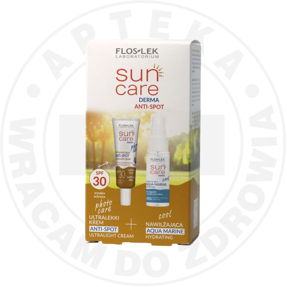 Zestaw Flos-Lek krem Sun Care Derma Anti-Spot SPF 30 + mgiełka Sun Care Derma Cool Aqua Marine
